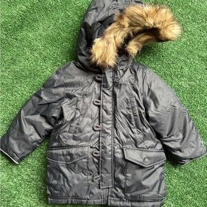 GAP Gray Winter Coat with Faux Fur